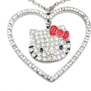 Sanrio Hello Kitty Rhinestone encrusted heart and Miss Kitty Face